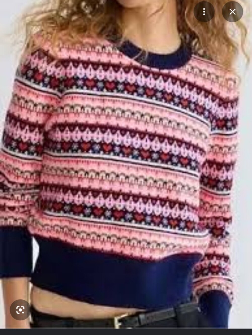 J. Crew Shrunken Fair Isle Heart Sweater Wool Blend - Picture 4 of 7